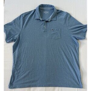 Vineyard Vines Shirt Mens XXL Blue Polo Stripe Whale Short Sleeve Pima Cotton